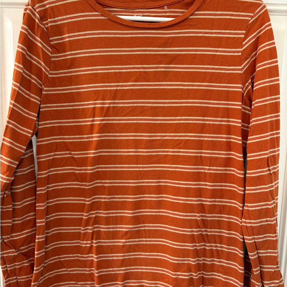 dip Rust and Cream Striped Long Sleeve Top